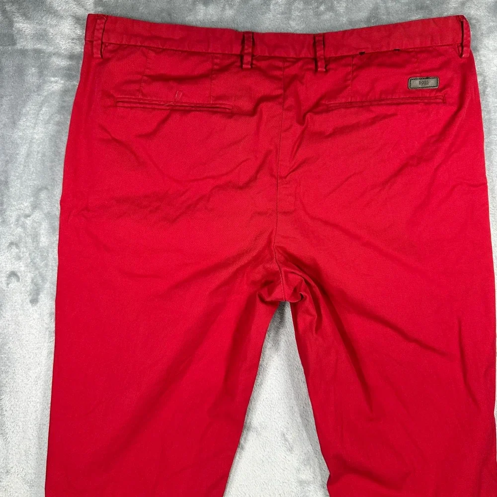 Hugo Boss Mens Red Stretch Cotton Chino Trousers Pants Size 34R